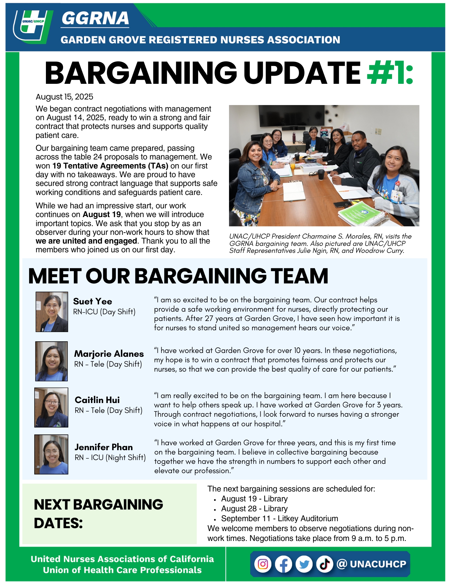 bargaining update for GGRNA