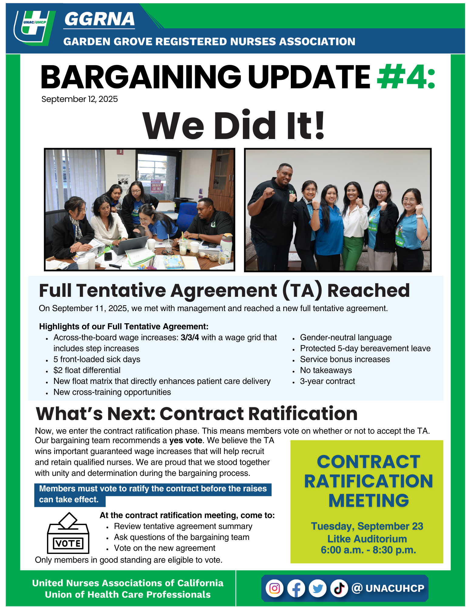 bargaining update announcing tentative agreement