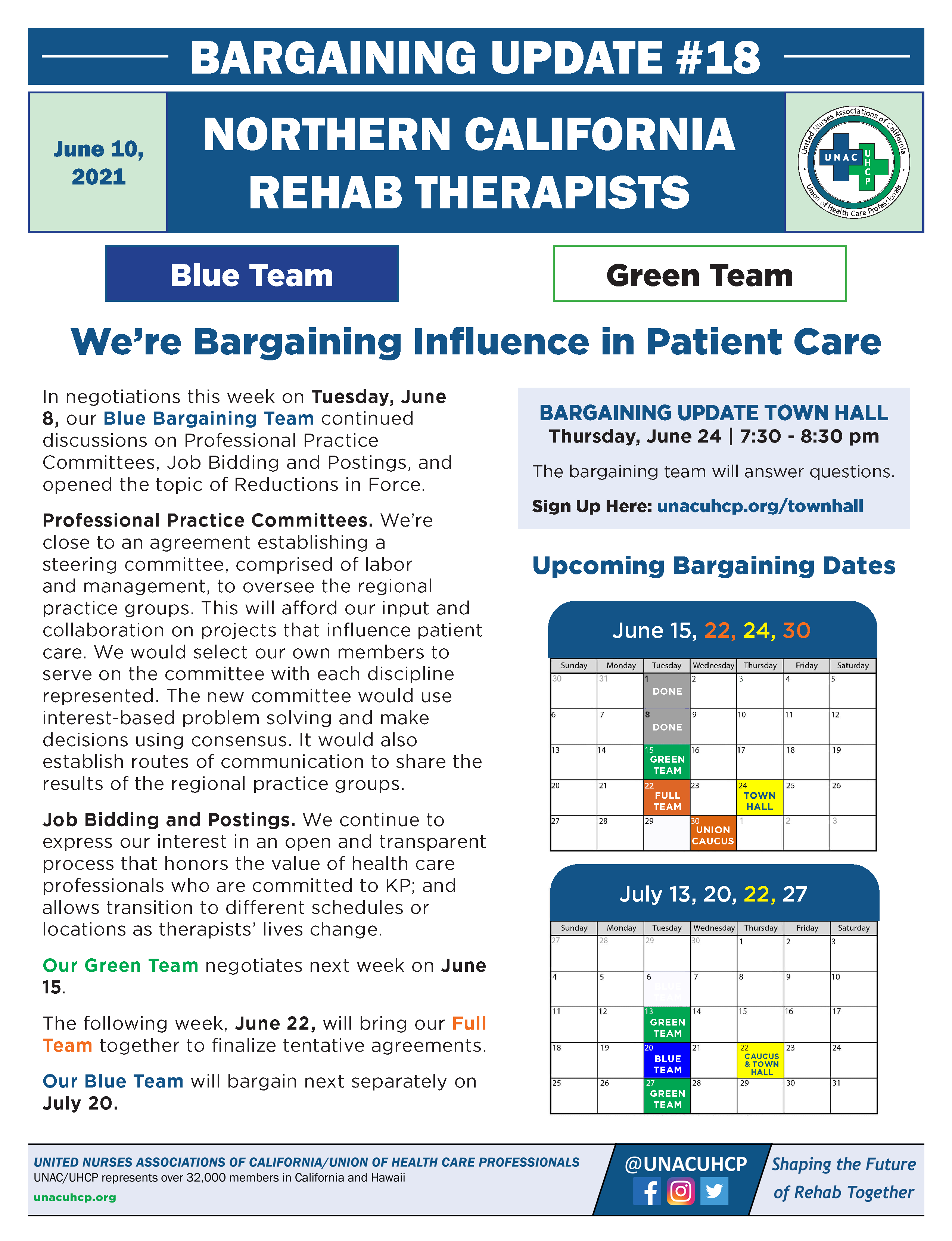 NCAL Bargaining Update June 10, 2021 UNAC/UHCP