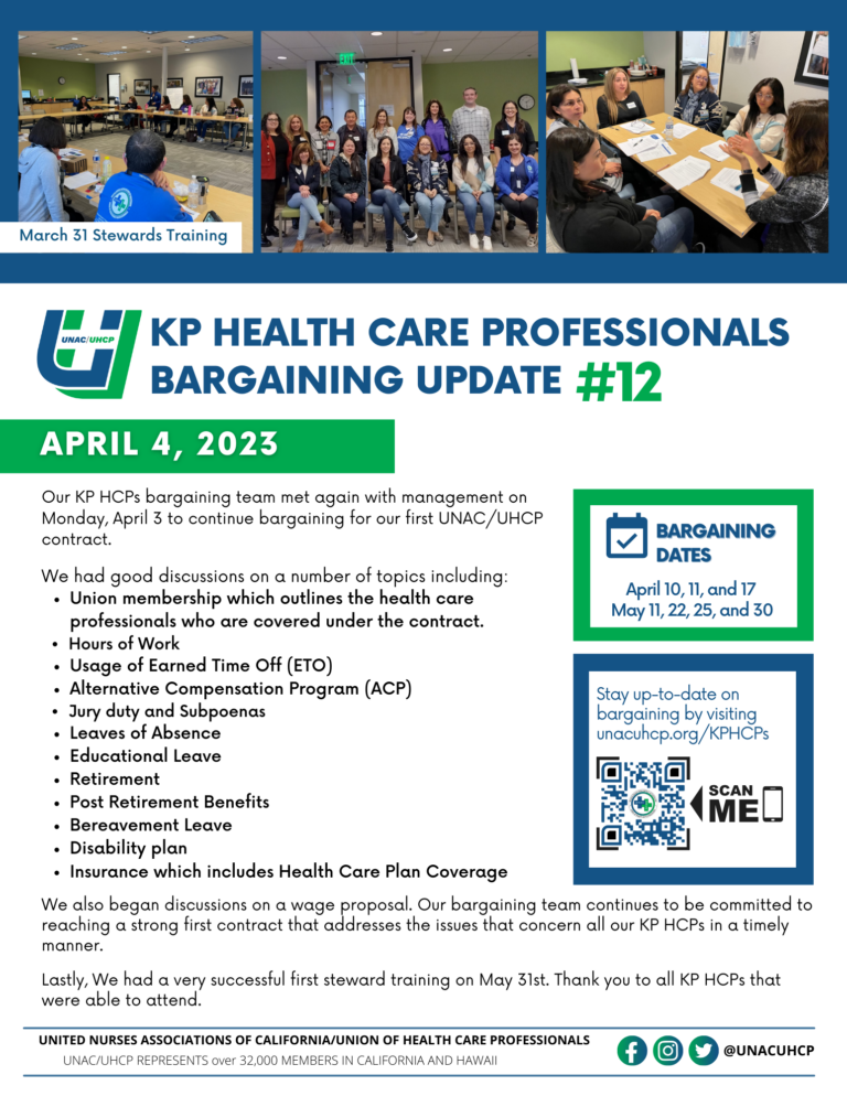 KP HCPs Bargaining: April 4, 2023 - UNAC/UHCP